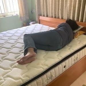 Customer Abhilash Sinha trying a mattress at home